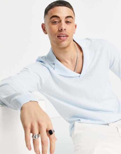 ASOS DESIGN – Jasnozielony dzianinowy sweter z kołnierzykiem kubańskim