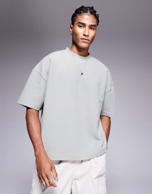 ASOS DESIGN – Jasnozielony T-shirt oversize o pudełkowym kroju i waflowej fakturze