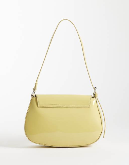 ASOS DESIGN – Jasnożółta, lakierowana torebka na ramię, 4 z 4