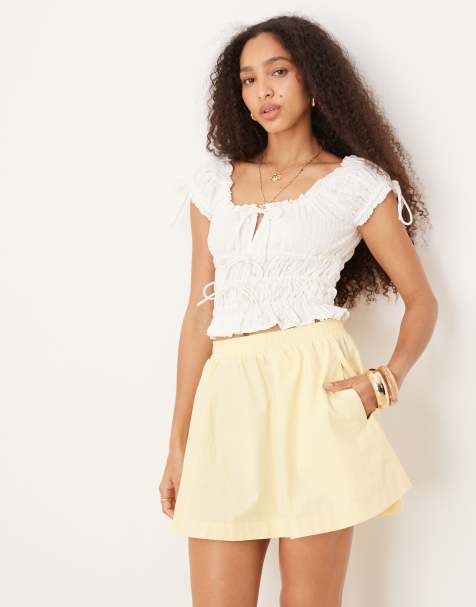 ASOS DESIGN circle volume mini skirt in buttermilk
