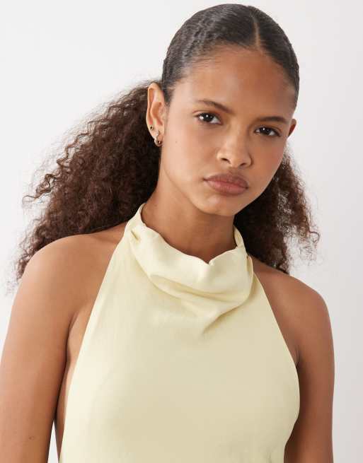 ASOS DESIGN – Jasnożółta sukienka maxi z zabudowanym dekoltem, 3 z 4