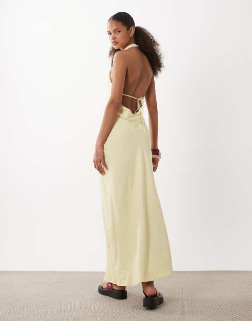 ASOS DESIGN – Jasnożółta sukienka maxi z zabudowanym dekoltem, 4 z 4