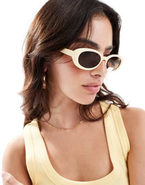 ASOS DESIGN – Jasnożółte owalne okulary przeciwsłoneczne - view 1