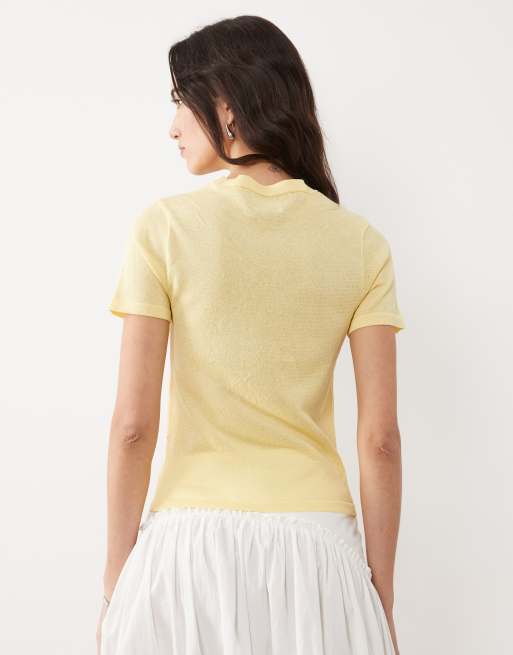 ASOS DESIGN – Jasnożółty prześwitujący T-shirt z dzianiny, 2 z 4