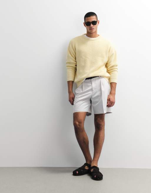 ASOS DESIGN – Jasnożółty sweter oversize z prążkowanej dzianiny, 3 z 10