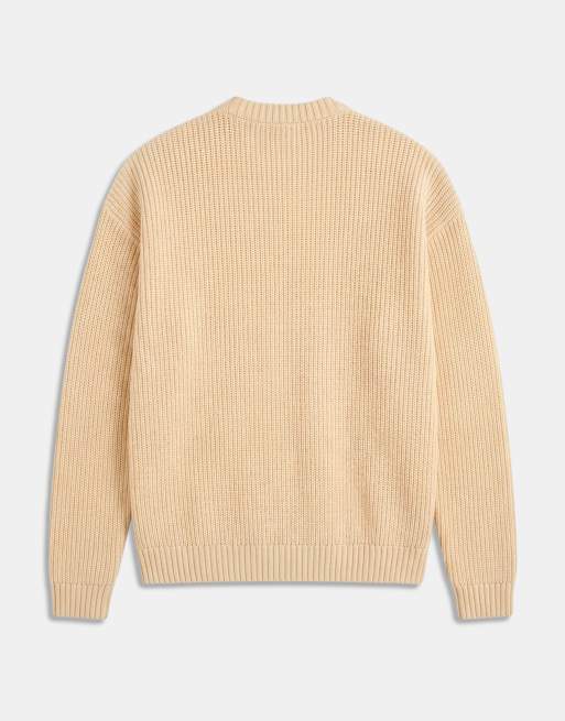 ASOS DESIGN – Jasnożółty sweter oversize z prążkowanej dzianiny, 8 z 10
