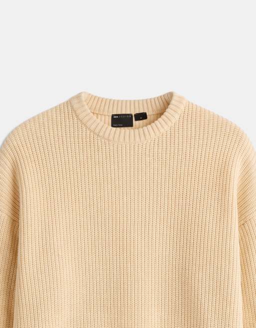 ASOS DESIGN – Jasnożółty sweter oversize z prążkowanej dzianiny, 9 z 10