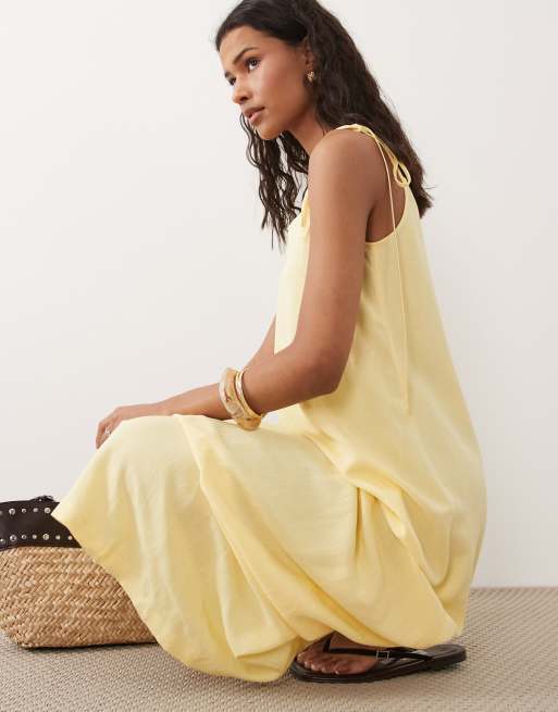 ASOS DESIGN – Jasnożółty trapezowy top na ramiączkach z lnem, 2 z 4