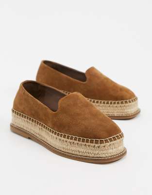 Asos Design Jasper Suede Flatform Espadrilles In Tan brown ModeSens