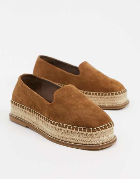 ASOS DESIGN Jasper suede flatform espadrilles in tan - view 1
