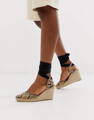 asos design jaylen espadrille wedges in white