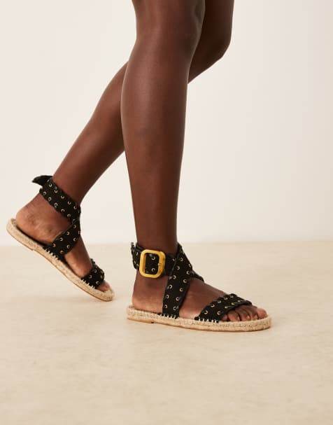 ASOS DESIGN - Jazzy - Espadrille-sandalen met zweepsteek in zwart - view 1