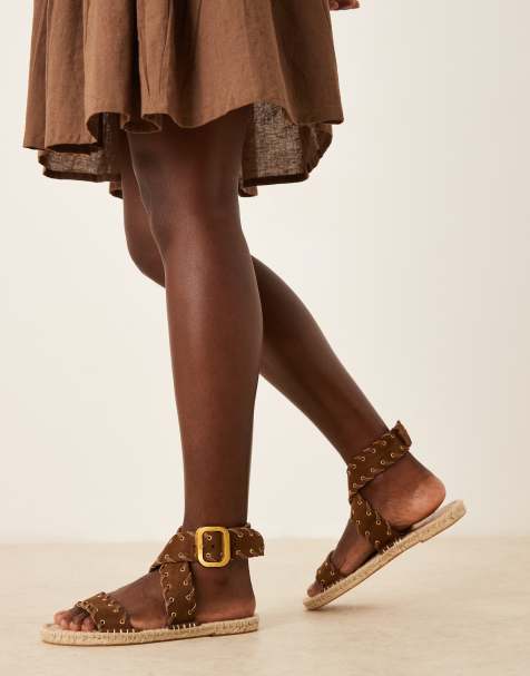 ASOS DESIGN - Jazzy - Sandales style espadrilles larges au point de surjet - Chocolat - view 1