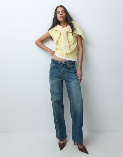 ASOS DESIGN jean à taille rabattable délavé vintage, 1 de 5