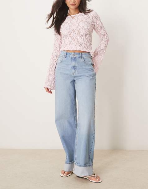 ASOS DESIGN - Jean ample à larges revers - Délavé bleu pâle - view 1