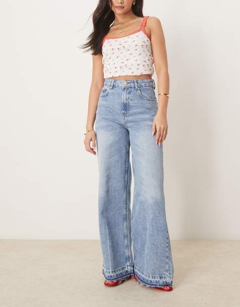 ASOS DESIGN - Jean ample à ourlet effiloché - Délavage clair - view 1
