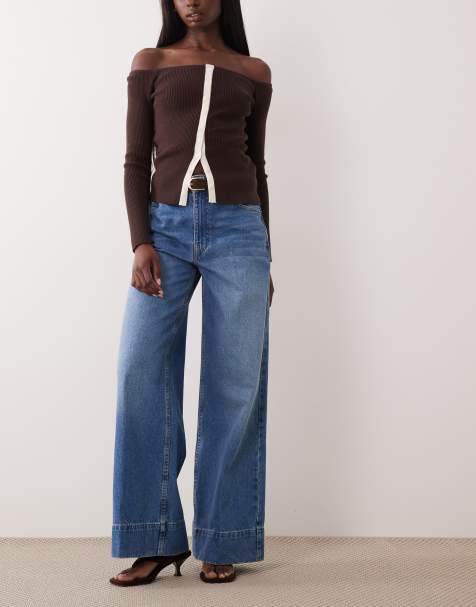 ASOS DESIGN - Jean ample à plis devant et ceinture - Bleu clair délavé - view 1