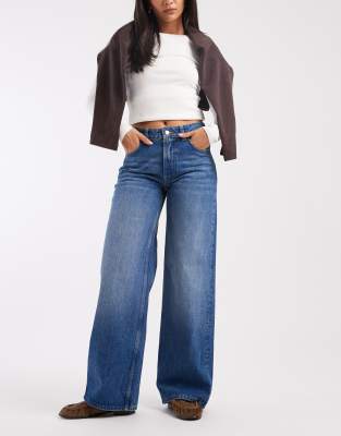 Jean ample à taille basse - Bleu moyen délavé 44