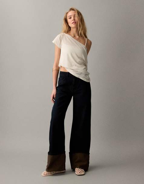 ASOS DESIGN - Jean ample avec ourlets à revers marqués - Indigo teinté marron - view 1