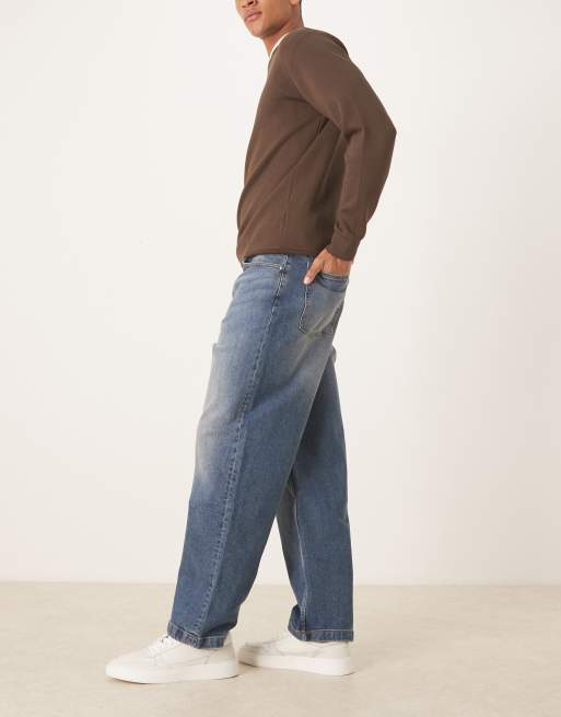 ASOS DESIGN jean ample bleu délavage moyen, 2 de 5