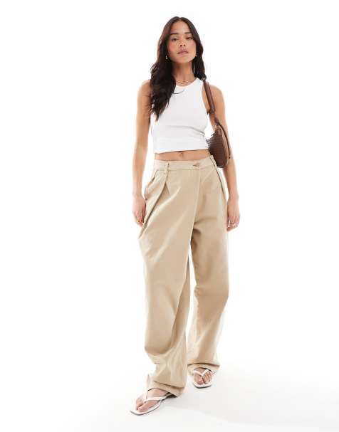 ASOS DESIGN - Jean ample effet croisé - Sable clair - view 1