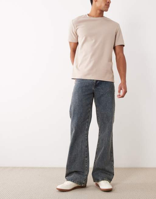 ASOS DESIGN - Jean ample évasé - Bleu vintage délavé