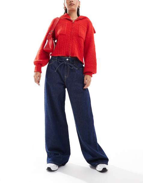 ASOS DESIGN - Jean baggy à ceinture à nouer - Indigo - view 1