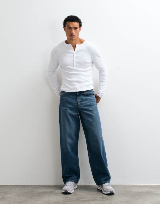 ASOS DESIGN - Jean baggy à délavage foncé style vintage - Bleu
