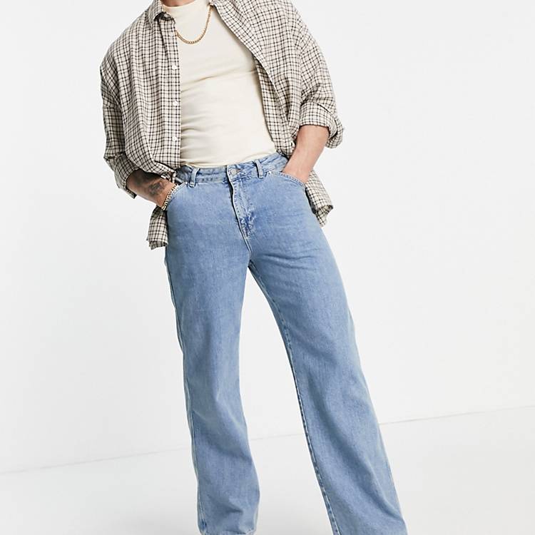 Asos Homme Vêtements Pantalons & Jeans Jeans Baggy & Large délavé Jean court large à ourlet brut 