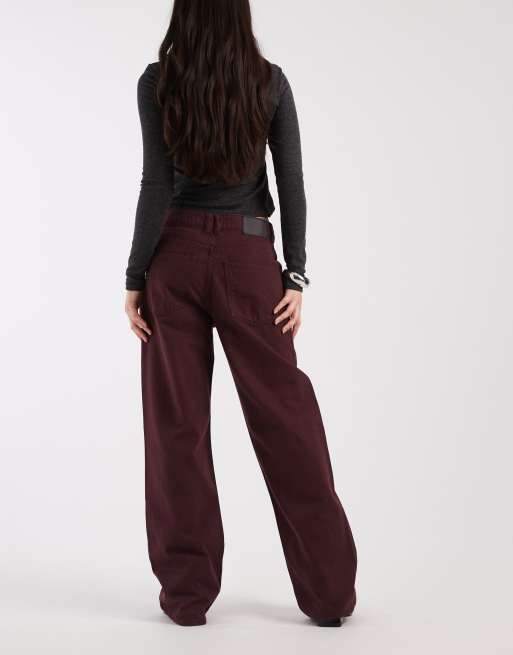 ASOS DESIGN - Jean baggy à taille basse - Bordeaux, 2 de 5