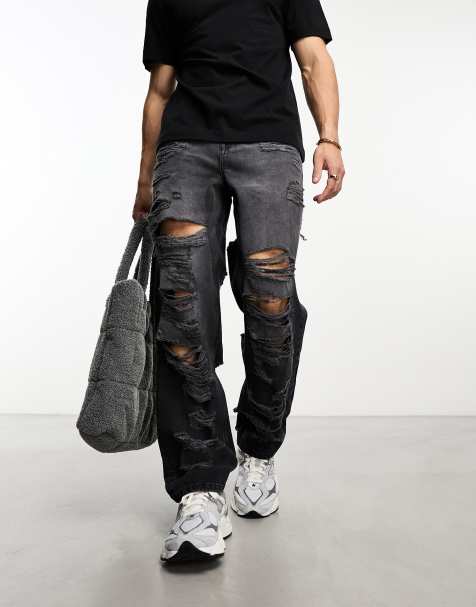 Jean noir homme discount troué