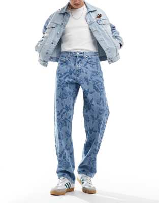 Jeans Baggy Homme Zewool - Motif Fleurs Et Marguerites Brodées, Style Y2K Et Hip-Hop Années 2000