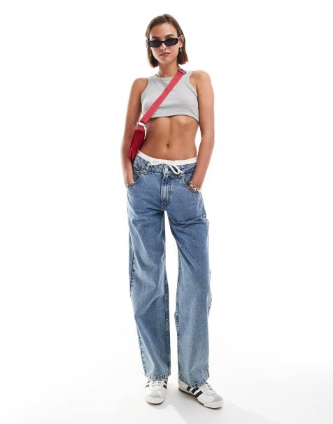ASOS DESIGN - Jean baggy avec taille style caleçon - Bleu clair délavé - view 1