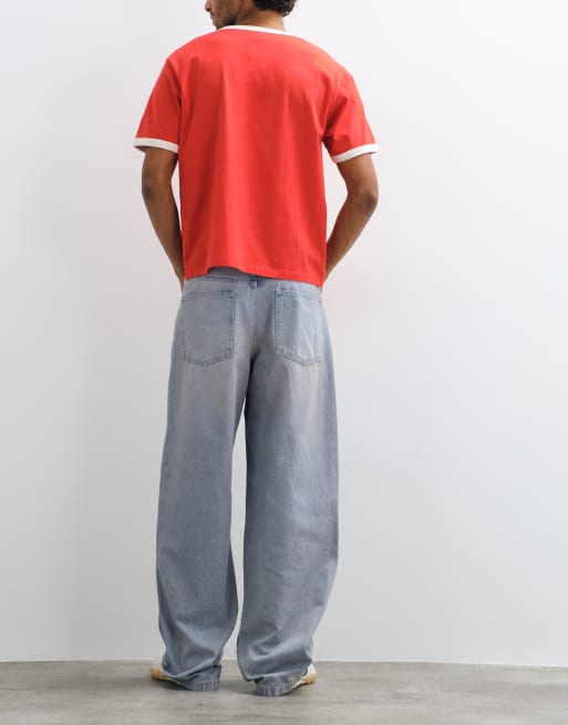 ASOS DESIGN jean baggy bleu délavé clair avec nuance rose, 4 de 5