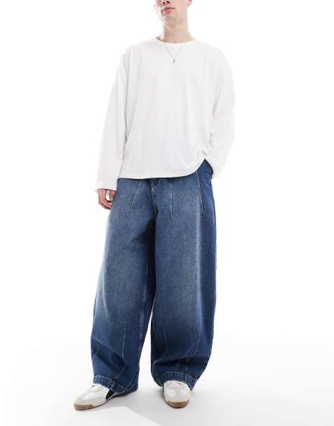 ASOS DESIGN - Jean baggy bouffant teinté - Bleu moyen délavé - view 1