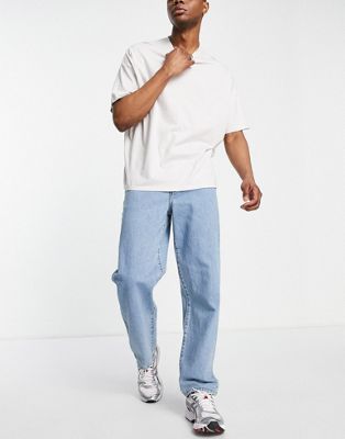 Asos Femme Vêtements Pantalons & Jeans Jeans Baggy & Large Délavage clair Jean large fuselé taille haute 