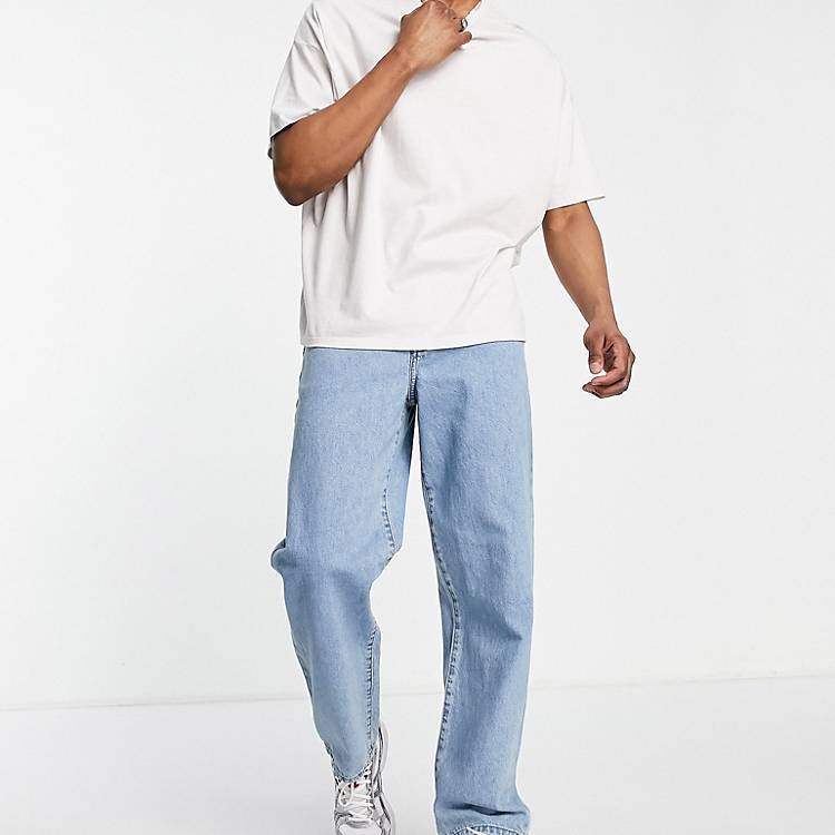 Asos Femme Vêtements Pantalons & Jeans Jeans Baggy & Large Jean large minimaliste coupe raccourcie Délavage clair 