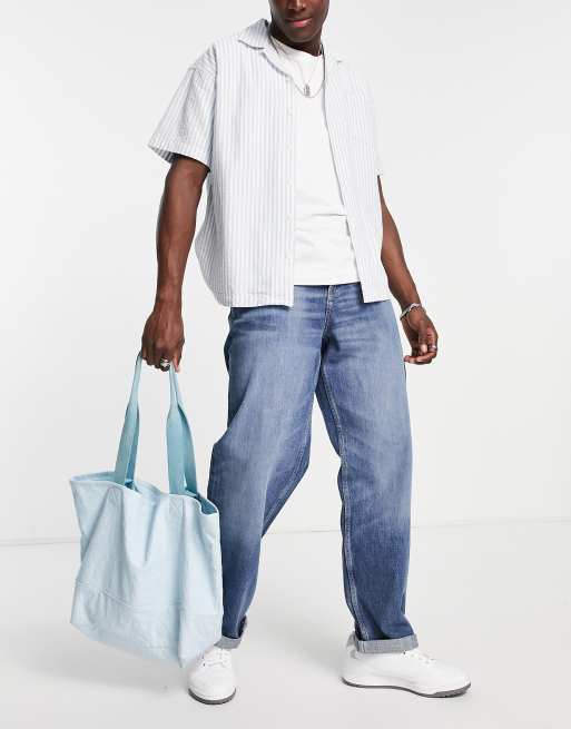 ASOS DESIGN - Jean baggy en denim surpiqué - Délavage moyen , 2 de 4