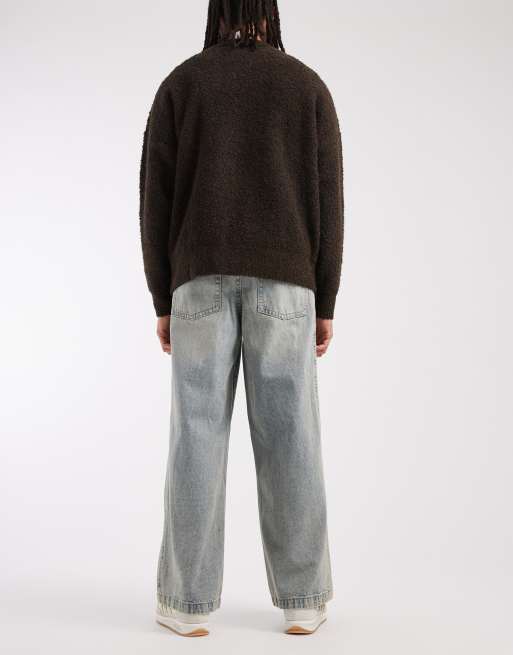 ASOS DESIGN jean baggy extrême avec empiècement latéral en bleu délavé clair teinté jaune, 3 de 5