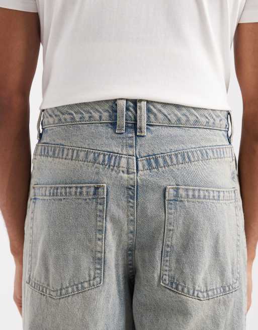 ASOS DESIGN jean baggy extrême avec empiècement latéral en bleu délavé clair teinté jaune, 5 de 5