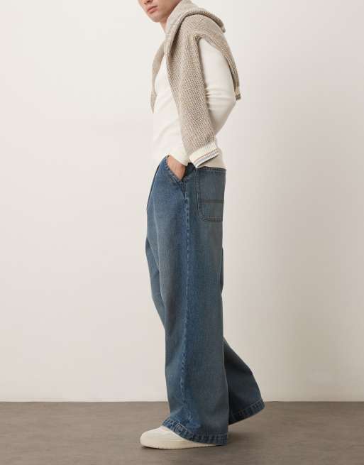 ASOS DESIGN jean baggy extrême bleu délavage moyen, 2 de 5