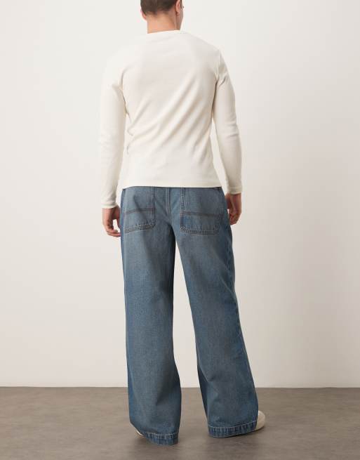 ASOS DESIGN jean baggy extrême bleu délavage moyen, 3 de 5