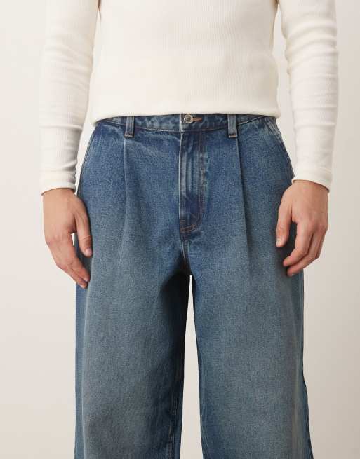 ASOS DESIGN jean baggy extrême bleu délavage moyen, 4 de 5