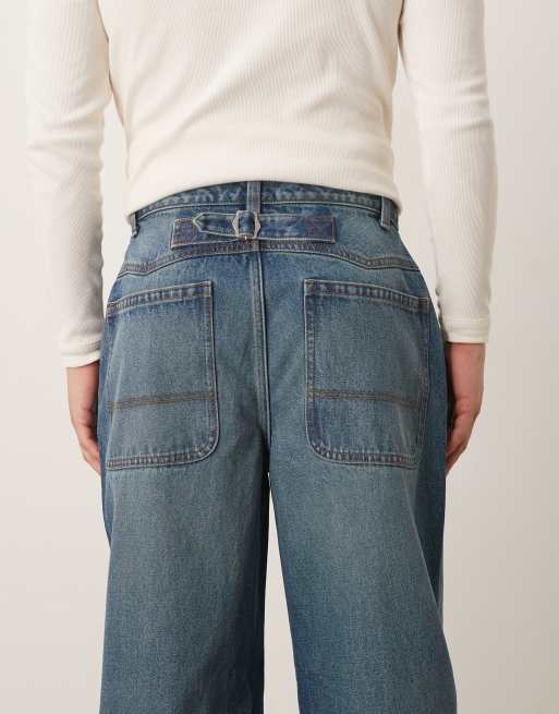 ASOS DESIGN jean baggy extrême bleu délavage moyen, 5 de 5