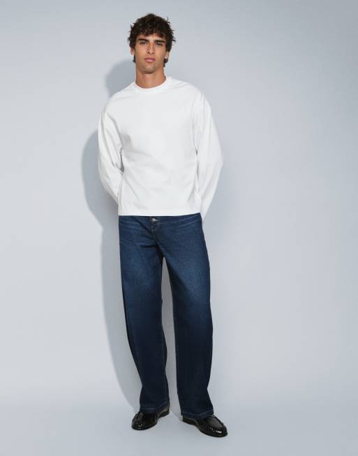 ASOS DESIGN jean baggy indigo brut à boutons apparents, 2 de 5