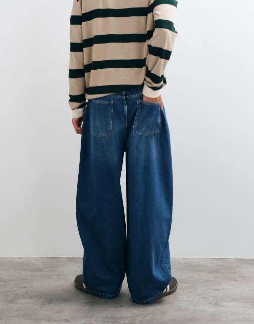ASOS DESIGN jean baggy oversize bleu délavé foncé à pinces, 2 de 5