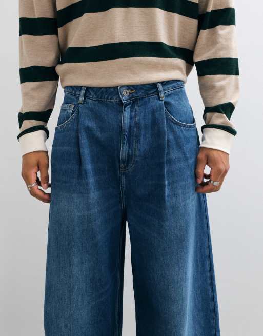 ASOS DESIGN jean baggy oversize bleu délavé foncé à pinces, 4 de 5