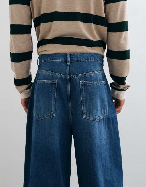 ASOS DESIGN jean baggy oversize bleu délavé foncé à pinces, 5 de 5