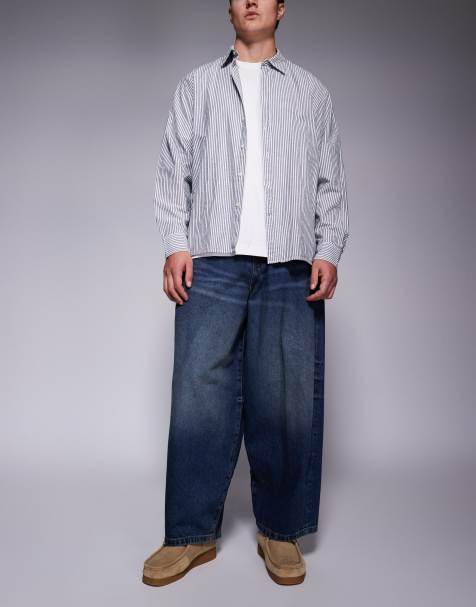 ASOS DESIGN - Jean baggy oversize - Bleu foncé vintage délavé - view 1