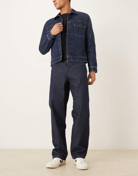 ASOS DESIGN - Jean baggy rayé - Indigo - view 1